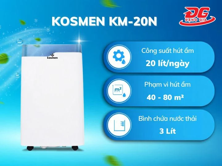 máy hút ẩm Kosmen KM-20N hút ẩm 20 l/ngày