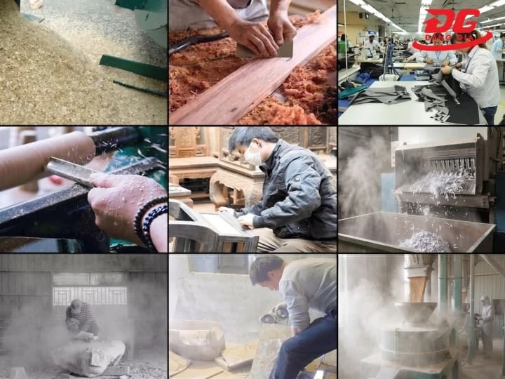 Các nhóm bụi công nghiệp được thu gom hiệu quả bằng máy hút bụi túi vải