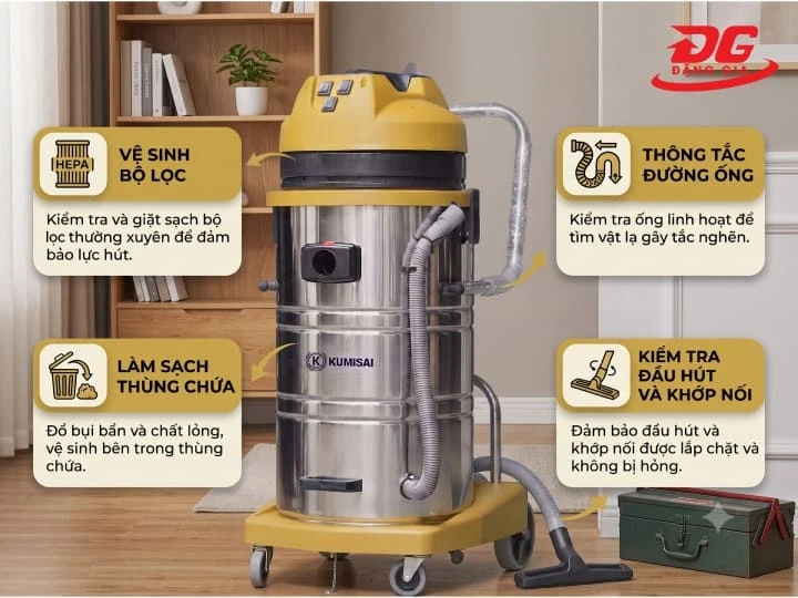 Các lỗi máy hút bụi có thể kiểm tra tại nhà