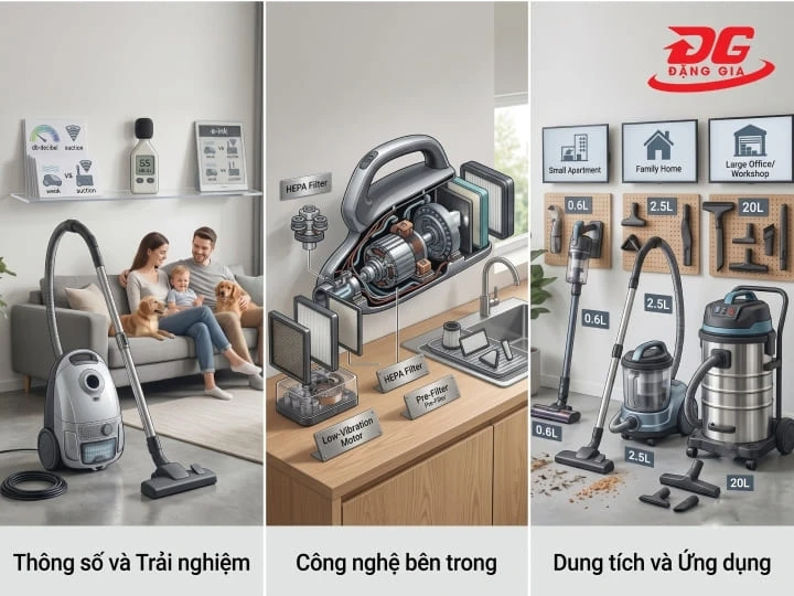 Các tiêu chí quan trọng khi chọn máy hút bụi không ồn