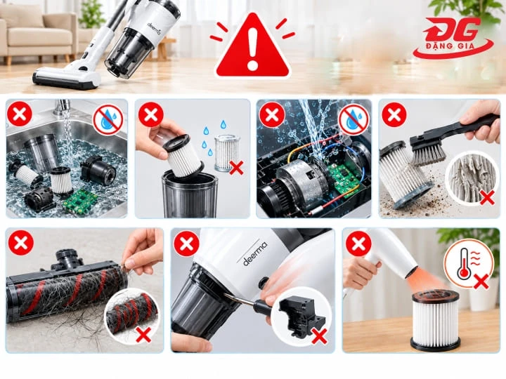 Một số sai lầm cần tránh để không làm hỏng máy hút bụi Deerma