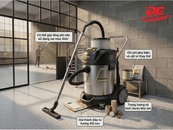 Kích thước lớn và trọng lượng khá nặng là một hạn chế nhỏ của các dòng máy công nghiệp.