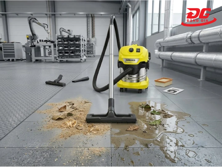 Máy hút bụi Karcher tích hợp chức năng hút khô và hút ướt linh hoạt, cực kỳ tiện lợi