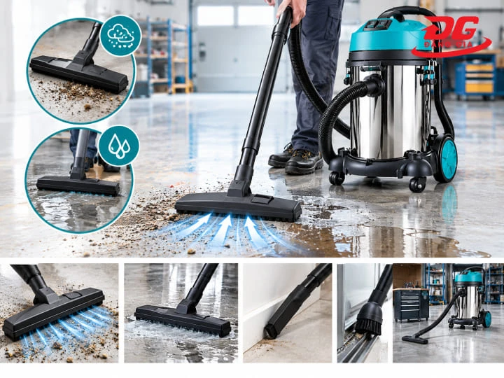 Máy hút bụi Total hỗ trợ hút bụi khô và chất lỏng