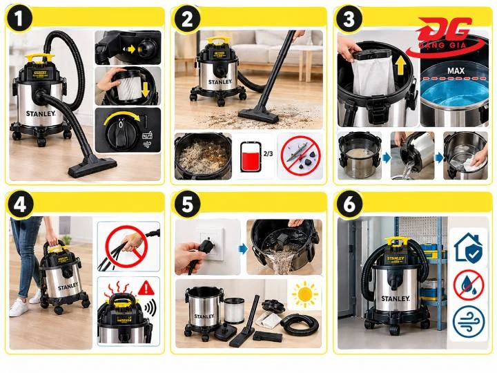 Mẹo sử dụng máy hút bụi Stanley bền lâu