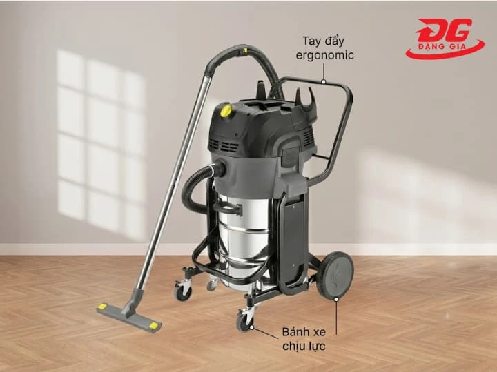 Thiết kế công thái học giúp máy hút bụi Karcher dễ dàng vận hành và bảo trì nhanh chóng.