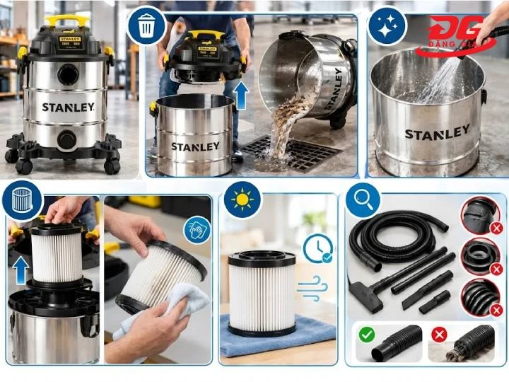 Vệ sinh bộ lọc thường xuyên để duy trì lực hút tối đa cho thiết bị.