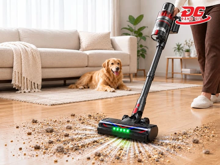 Lực hút máy hút bụi 600W đủ mạnh để hút các bụi bẩn trong sinh hoạt