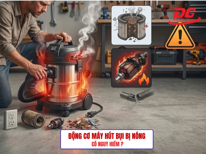 Ngừng sử dụng thiết bị ngay nếu máy vừa hút yếu, vừa nóng ran kèm mùi khét lạ