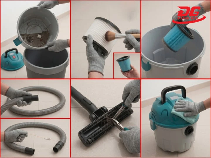 Cách vệ sinh máy hút bụi 10L sau khi sử dụng, giúp máy sạch sẽ và duy trì hiệu suất ổn định
