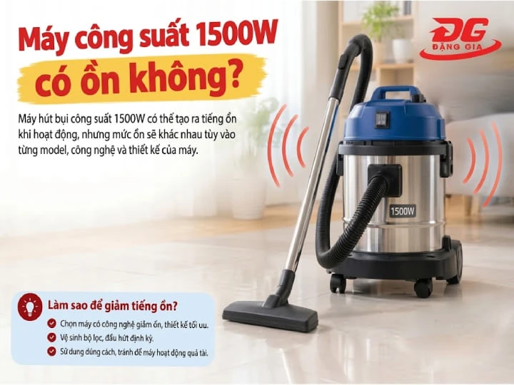 Mức độ ồn thực tế phụ thuộc nhiều vào thiết kế motor và vỏ ngoài của máy