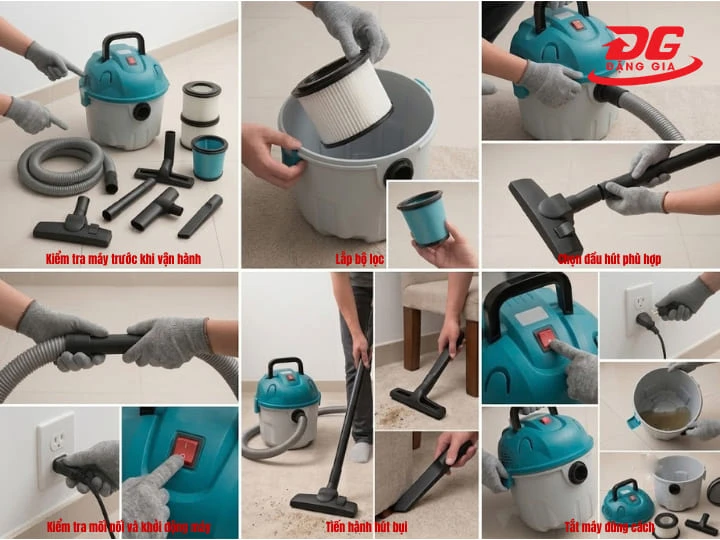 Tuân thủ quy trình sử dụng máy hút bụi 10L giúp thiết bị duy trì tuổi thọ lâu dài