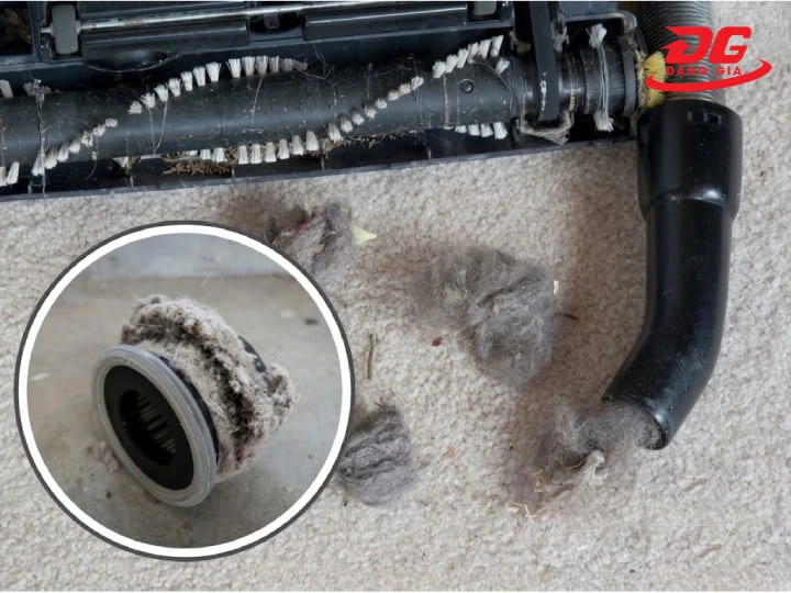 Ống nối dài hoặc ống nhựa dẻo bị tắc nghẽn làm tăng tải cho motor máy hút bụi. 