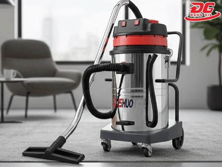 Máy hút bụi công nghiệp 2400W trang bị thùng chứa lớn, phù hợp với không gian rộng