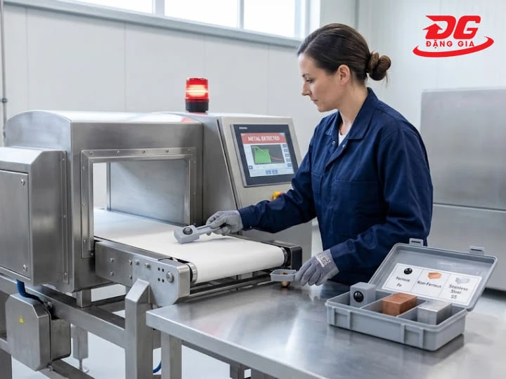 Đưa các mẫu thử đi qua khung dò ở nhiều vị trí khác nhau để kiểm tra độ nhạy thực tế