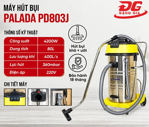 Máy hút bụi hút nước công nghiệp Palada PD803J 2
