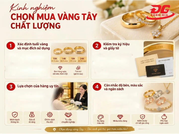 Kinh nghiệm chọn mua trang sức vàng tây chuẩn tuổi, đầy đủ hóa đơn bảo hành