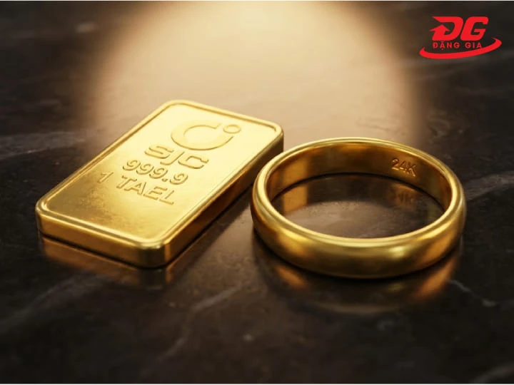 Vàng ta 24K (vàng 9999) có độ tinh khiết cao, thường được dùng để đúc miếng hoặc làm nhẫn trơn tích trữ