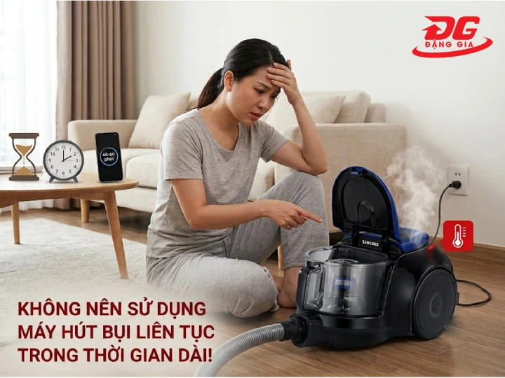 Cho máy nghỉ theo khuyến cáo của nhà sản xuất để hạn chế quá nhiệt khi sử dụng lâu