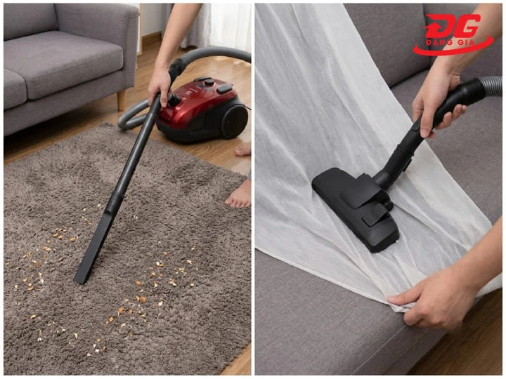 Sử dụng đầu hút hoặc mức công suất không phù hợp với bề mặt cần vệ sinh