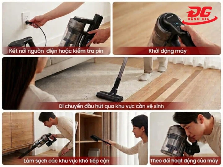 Thao tác đúng trình tự giúp làm sạch nhanh chóng và hạn chế bỏ sót bụi bẩn