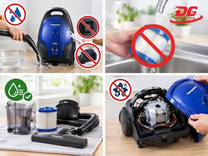 Tuân thủ các lưu ý khi vệ sinh máy hút bụi Panasonic giúp đảm bảo an toàn