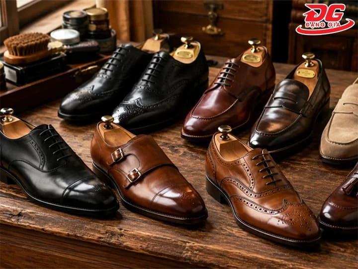 Các mẫu giày tây công sở, giày boots và phụ kiện da trơn thích hợp sử dụng xi đánh giày Kime