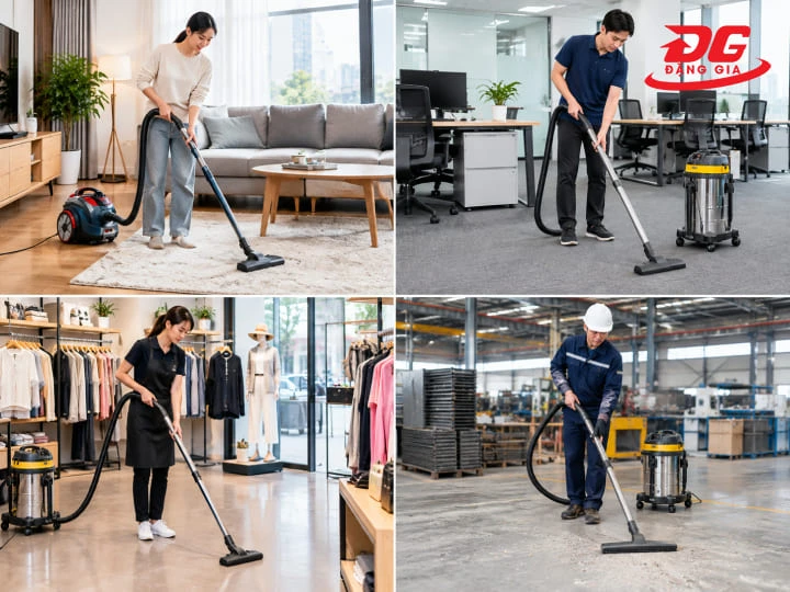 Nhu cầu sử dụng máy hút bụi trong gia đình, văn phòng, cửa hàng và nhà xưởng