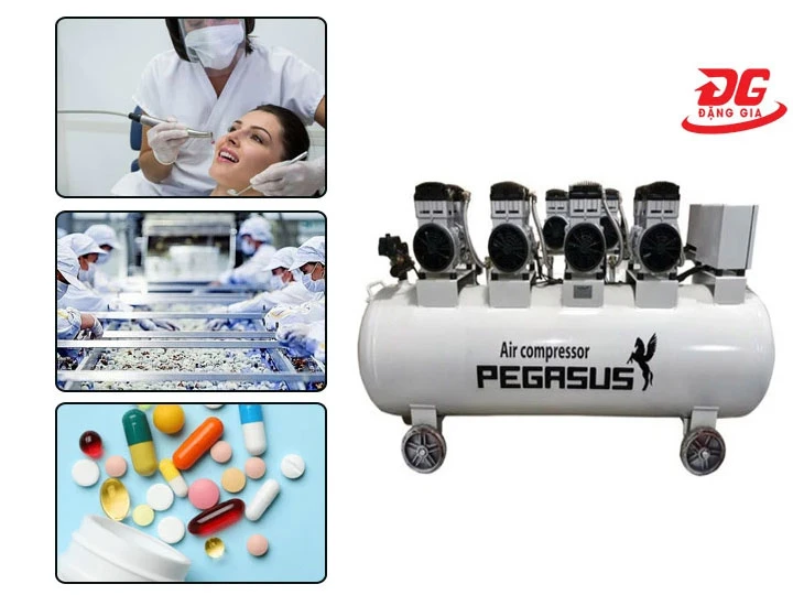 Ứng dụng thực tế của máy nén khí không dầu giảm âm Pegasus
