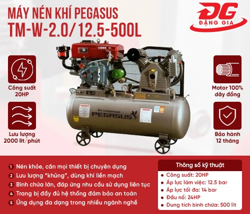 Máy nén khí chạy dầu Pegasus TM-W-2.0/12.5-500L 2