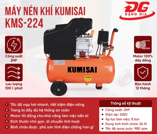 Máy nén khí mini gia đình Kumisai KMS-224 2