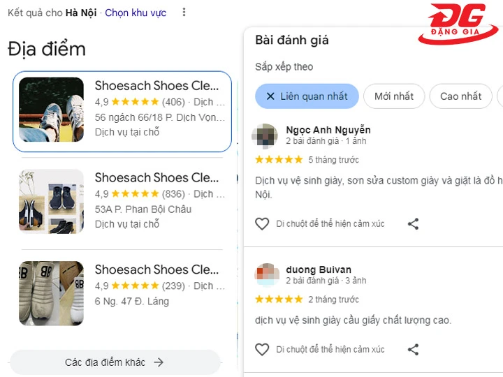 Đánh giá dịch vụ vệ sinh giày tại Hà Nội 