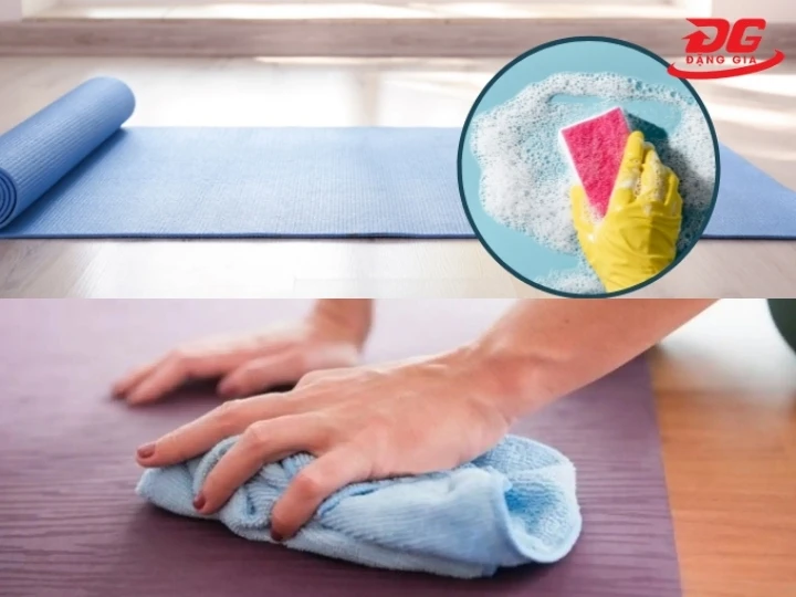 Giặt thảm yoga cao su bằng xà phòng