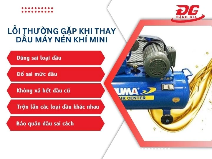 lỗi thường gặp khi thay dầu máy nén khí mini