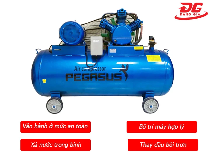 lưu ý khi dùng máy nén khí Pegasus TM-W-0.67/8-500L