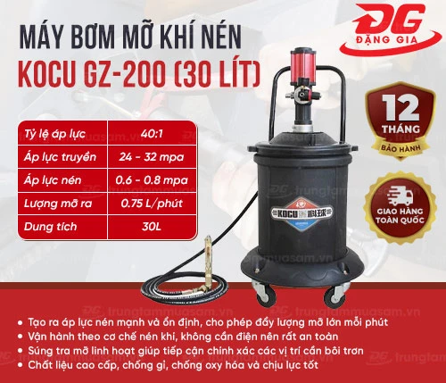 Máy bơm mỡ khí nén Kocu GZ-200 (30 lít) 2