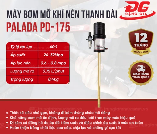 Máy bơm mỡ khí nén thanh dài Palada PD-175 2