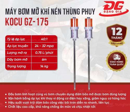 Máy bơm mỡ khí nén thùng phuy Kocu GZ-175 2