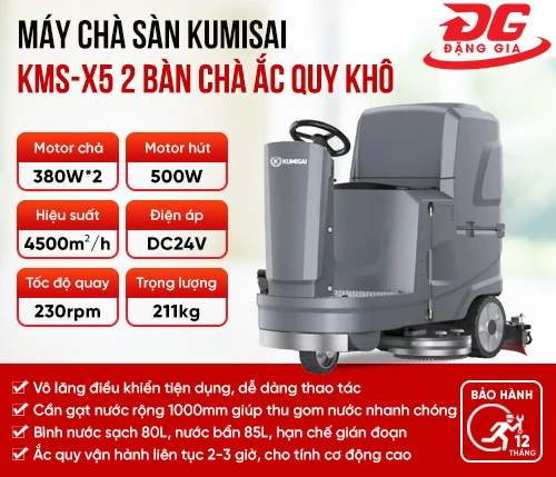 Máy chà sàn Kumisai KMS-X5 2 bàn chà ắc quy khô 2