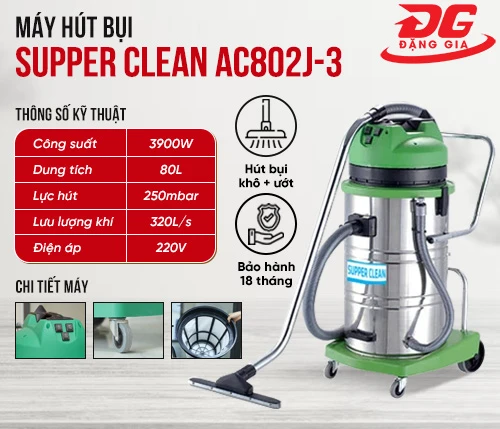 Máy hút bụi công nghiệp nhà xưởng Supper Clean AC802J-3 2
