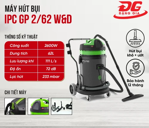 Máy hút bụi khô ướt IPC GP 2/62 W&D 2