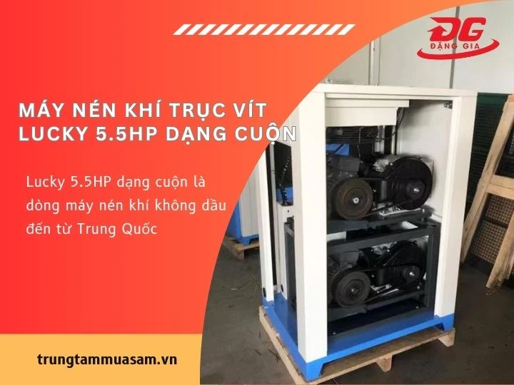 Máy nén khí trục vít Lucky 5.5HP dạng cuộn