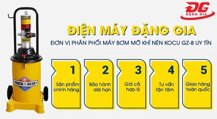 Điện máy Đặng Gia phân phối máy bơm mỡ khí nén Kocu GZ 8 12 lít