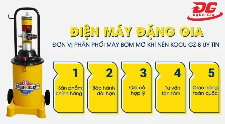 Điện máy Đặng Gia phân phối máy bơm mỡ khí nén Kocu GZ 8 12 lít