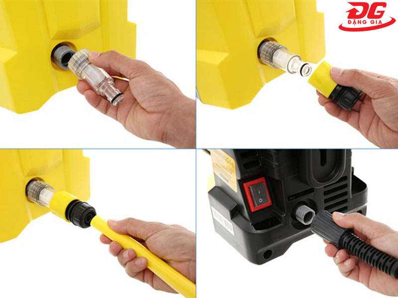 Lắp dây hút nước và dây phun cao áp