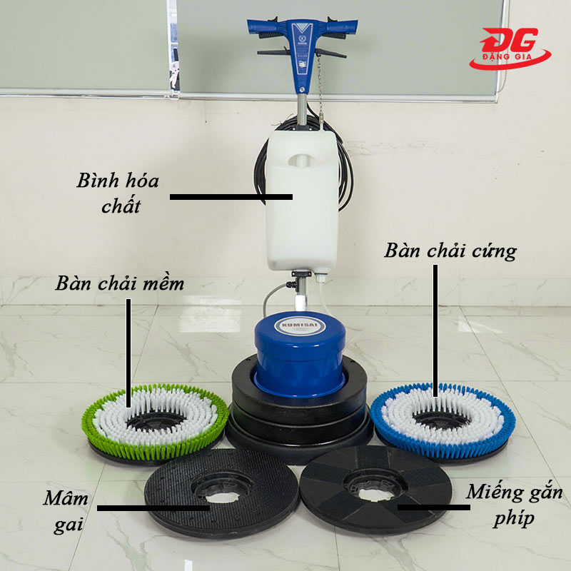 Máy chà sàn đơn Kumisai KMS 523 và các phụ kiện của máy