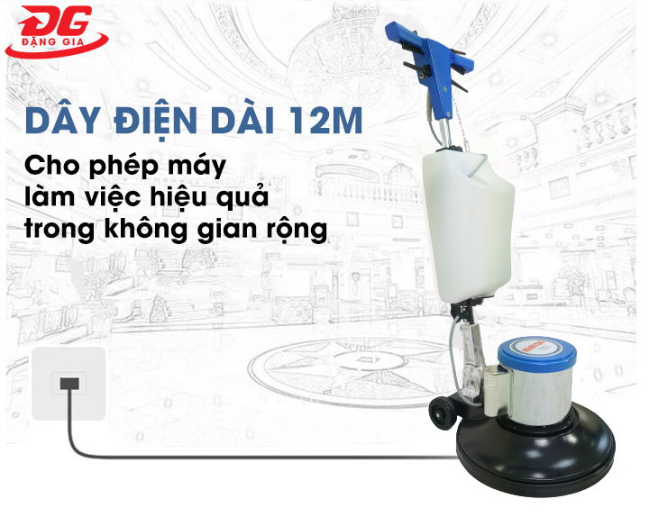 Máy chà sàn Kumisai KMS 522 có dây điện dài thuận tiện