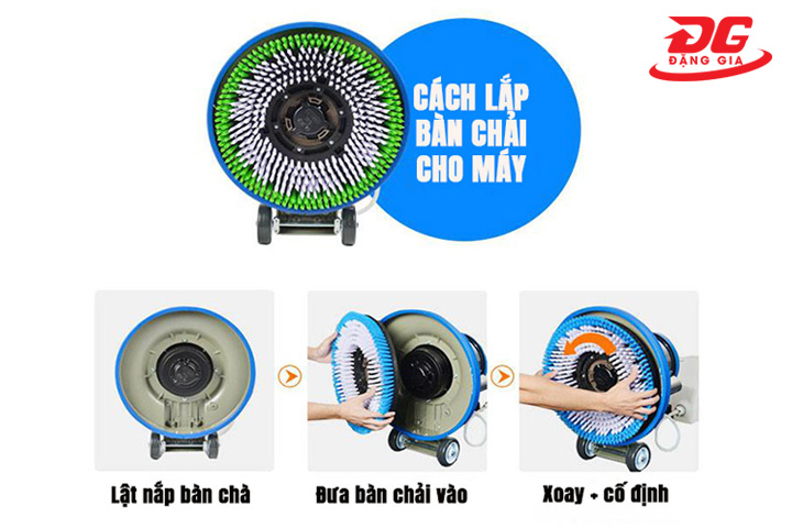 Lắp bàn chải cho máy chà sàn đúng cách