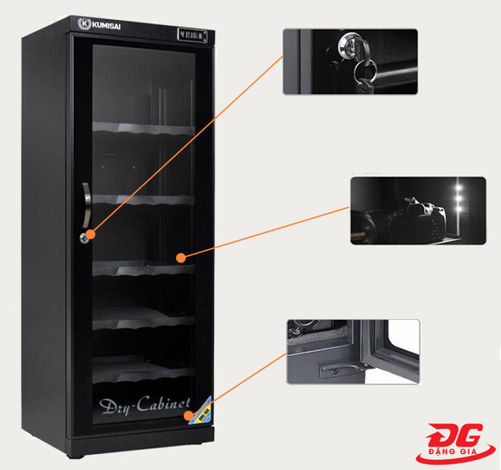 Chi tiết cấu tạo trên tủ chống ẩm Kumisai DHC 160