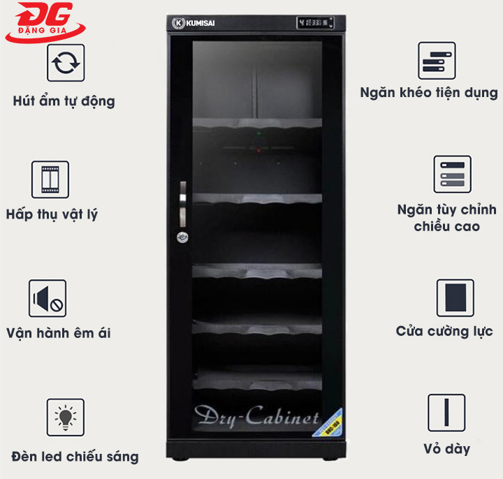 Tính năng có ở tủ chống ẩm máy ảnh Kumisai DHC 160